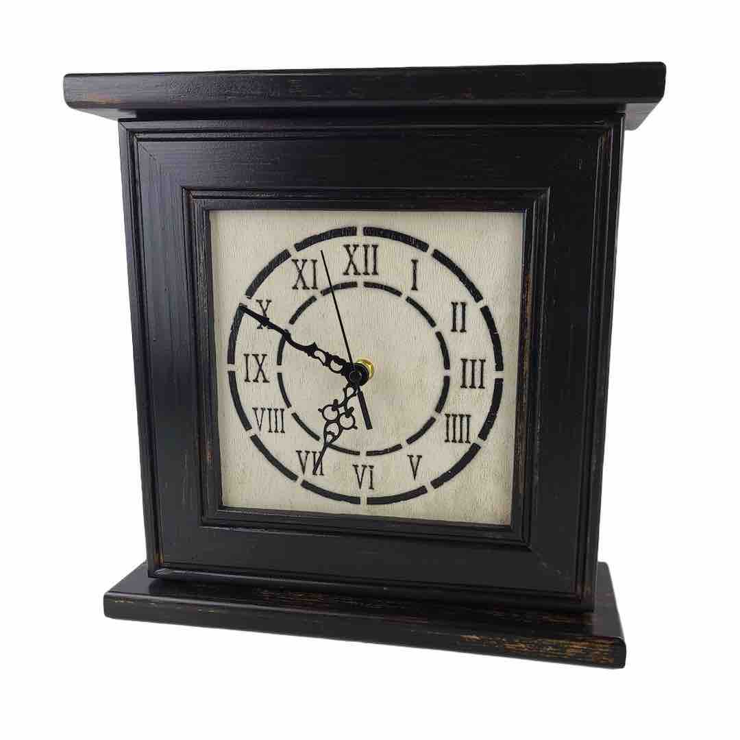 Distressed Black gun concealment mantlepiece clock