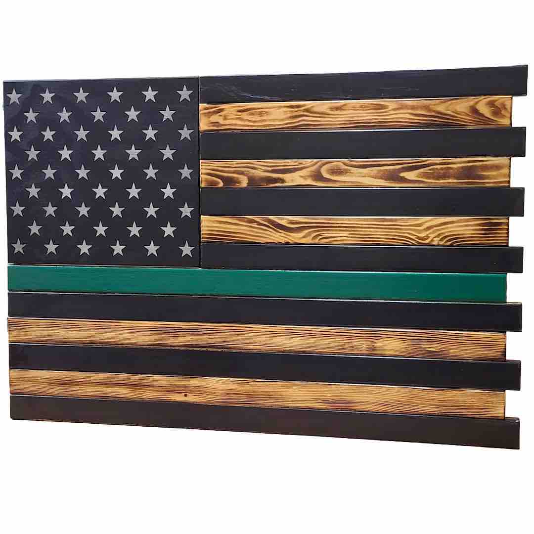 Deluxe 3 Compartment Gun Concealment Case in Torched Thin Green Line Design