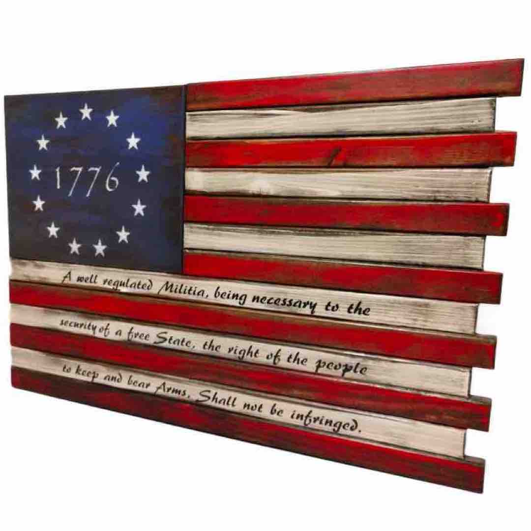 Large 2 Compartment American Flag Case in 1776 Second Amendment Design