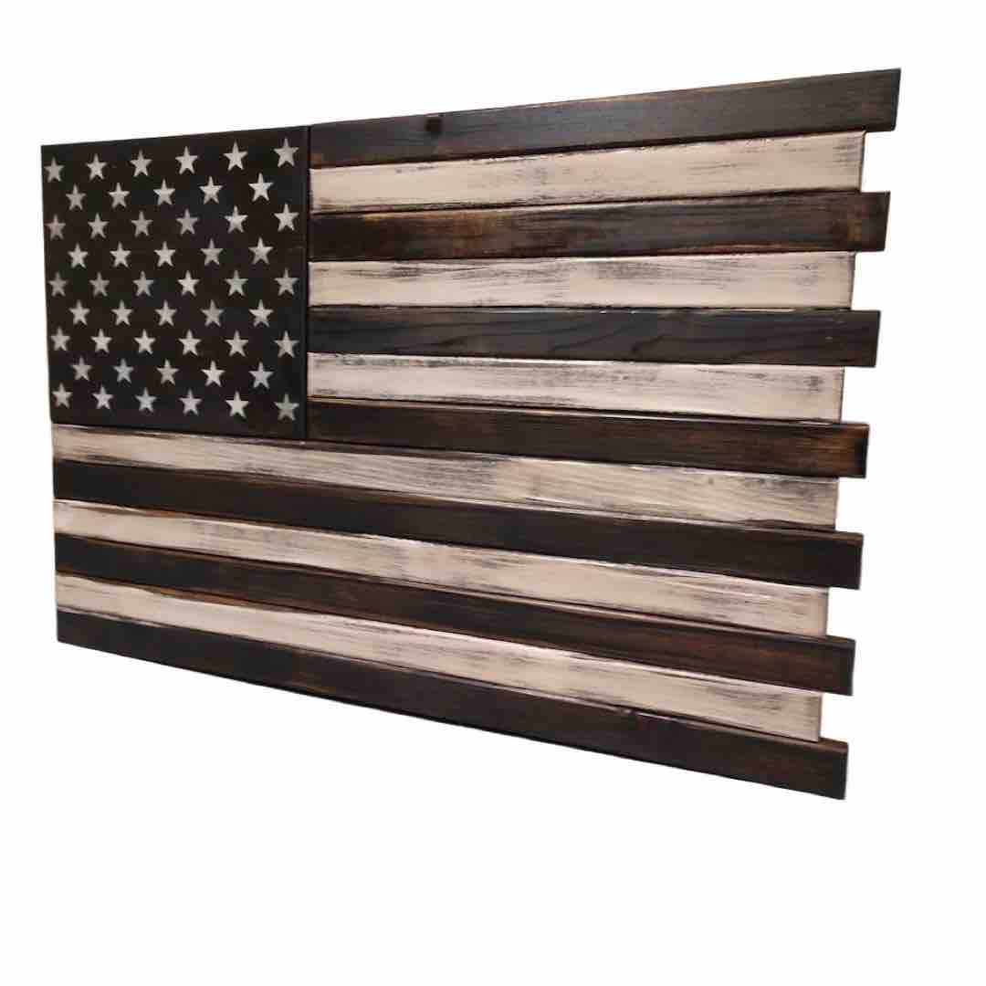 Large 2 Compartment American Flag Case in Black & White Design