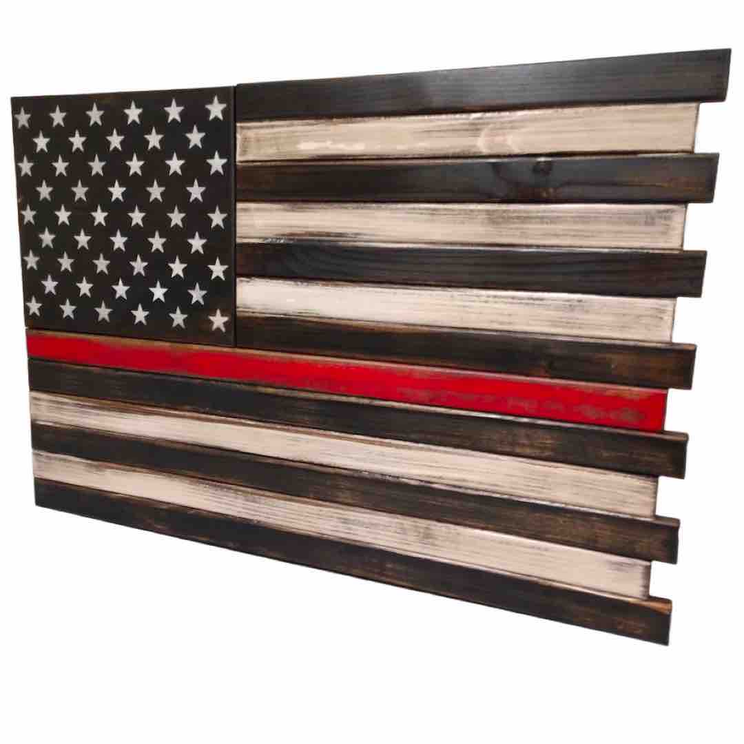 Large 2 Compartment American Flag Case in Thin Red Line Design