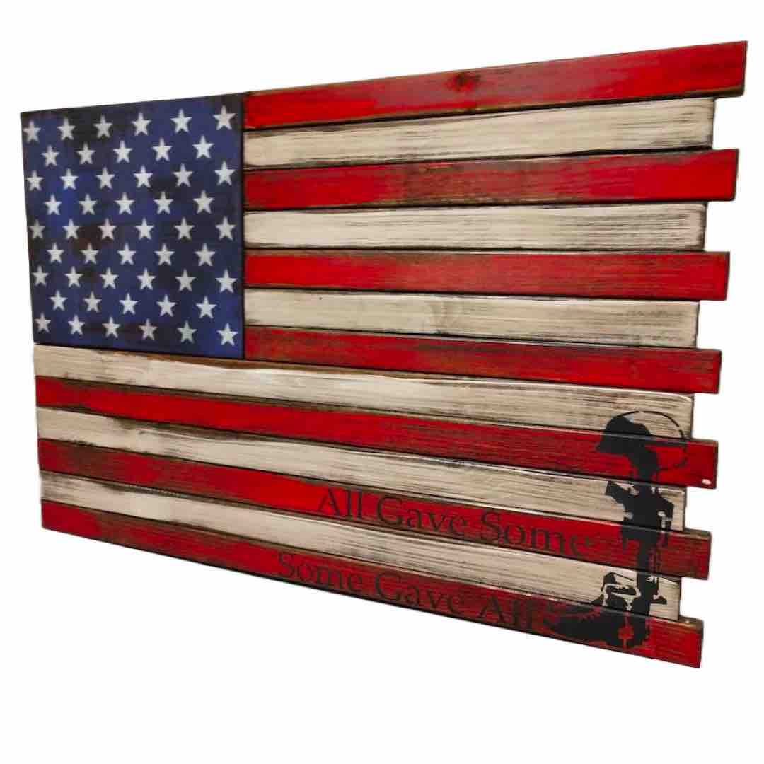 Large 2 Compartment American Flag Case in "Some Gave All" Design