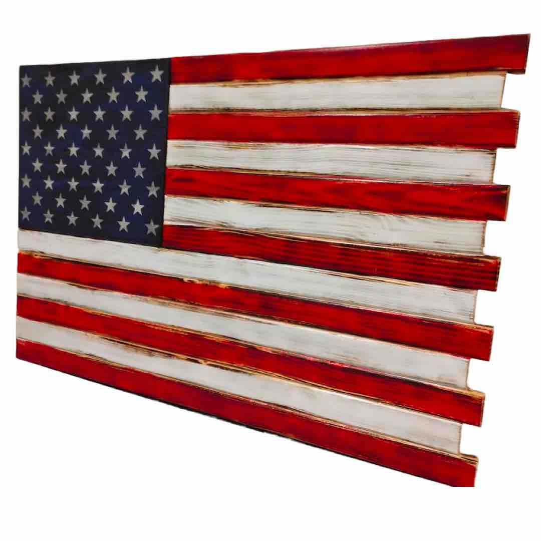 Large 2 Compartment American Flag Case in Torched Design
