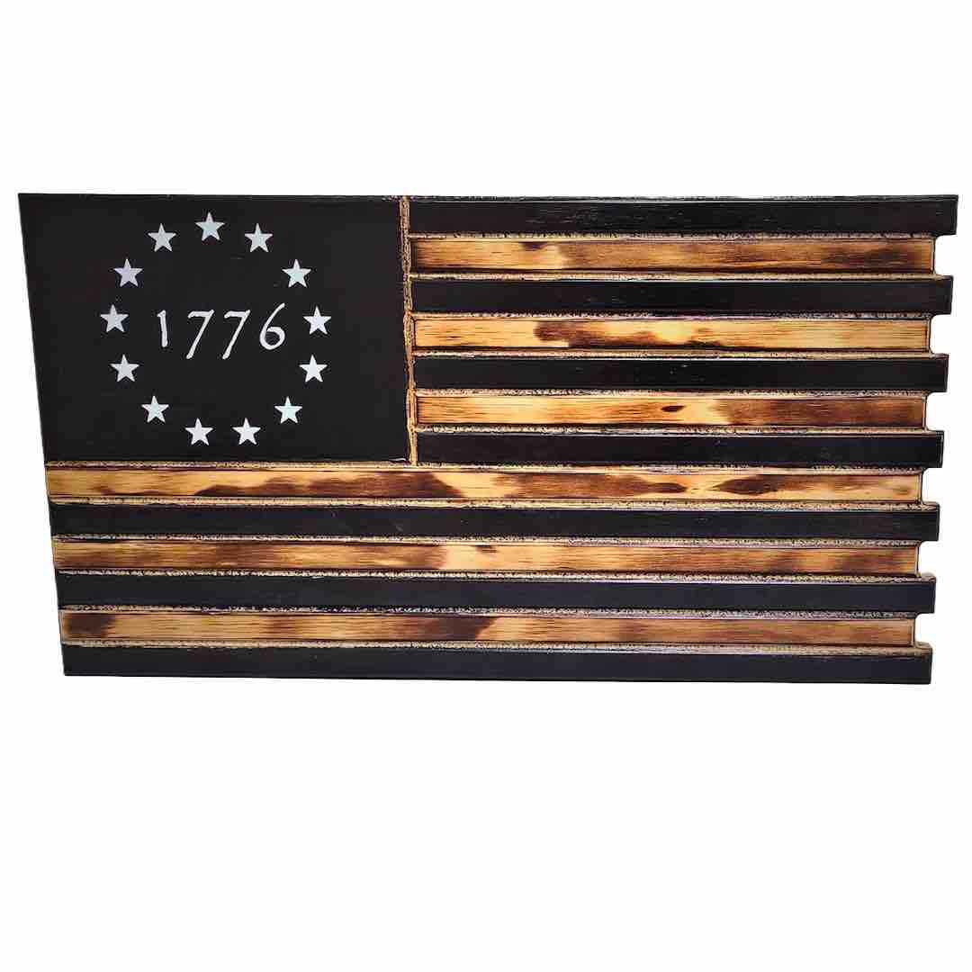 Mini American Flag Cse in Black & Torched 1776 Design