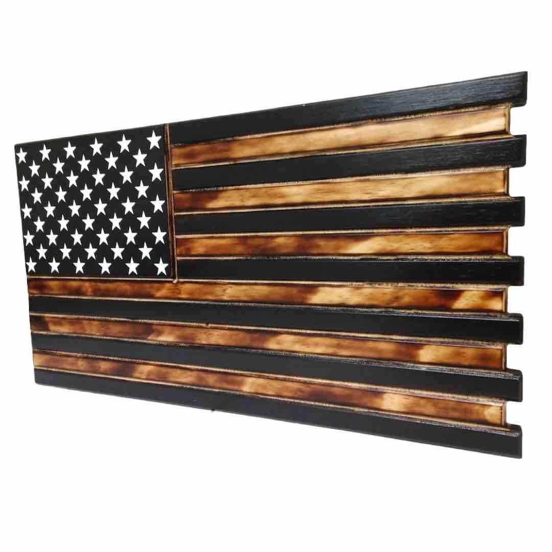 Mini American Flag Case in Black & Torched Design