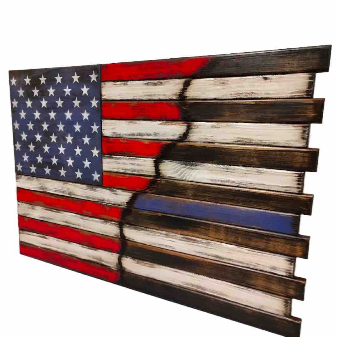 USA American Flag with Thin Blue Line