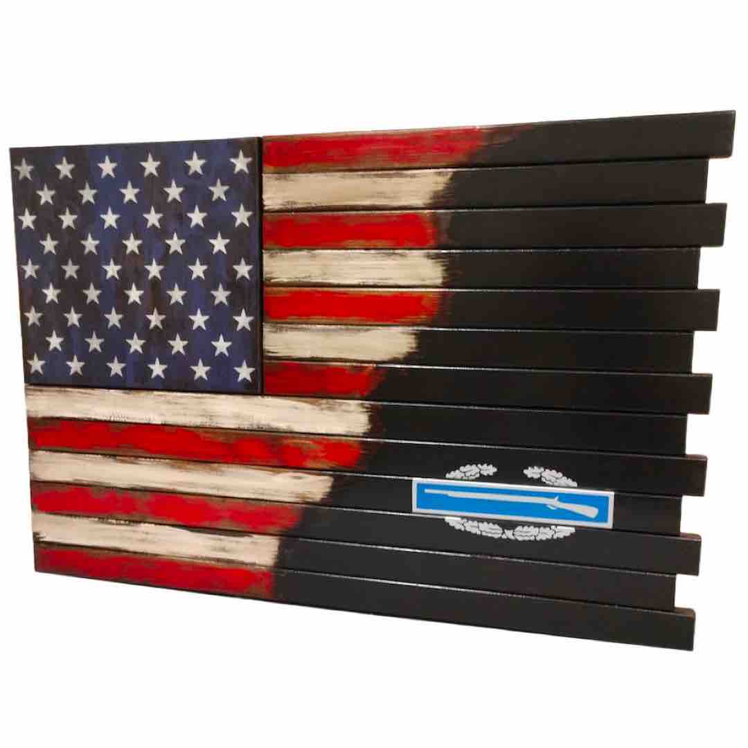 American Flag with Army Combat Infantry Badge