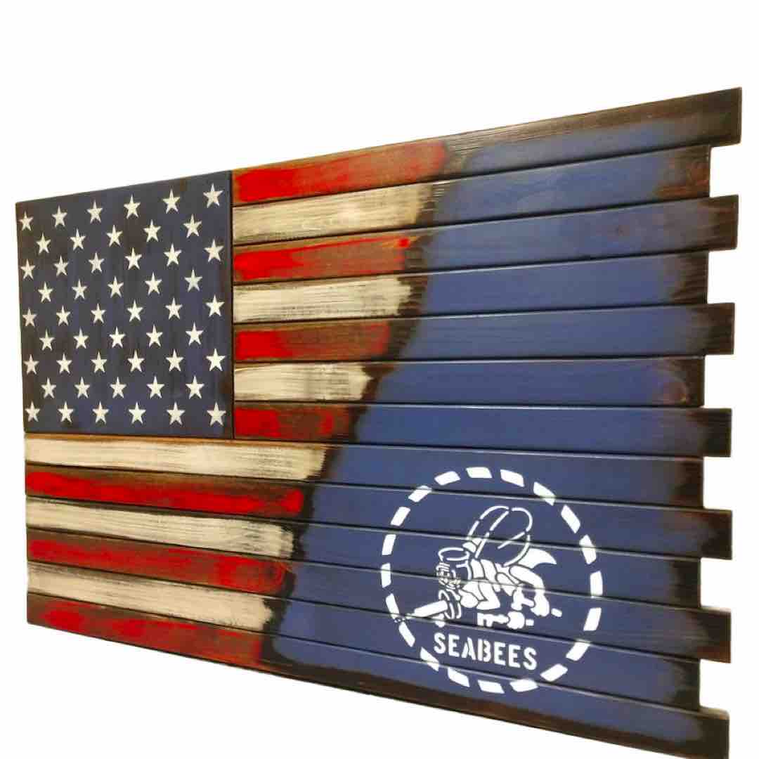 American Flag with Seabees Logo