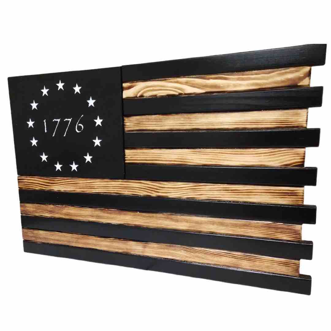 Small American Flag Case in Black & Torched 1776 Design