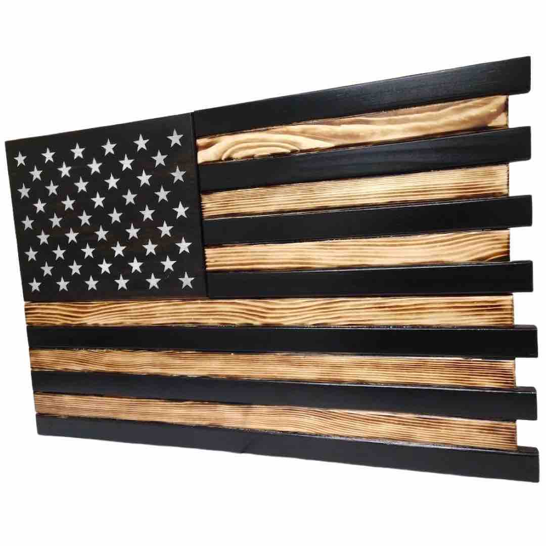 Small American Flag Case in Black & Torched Design