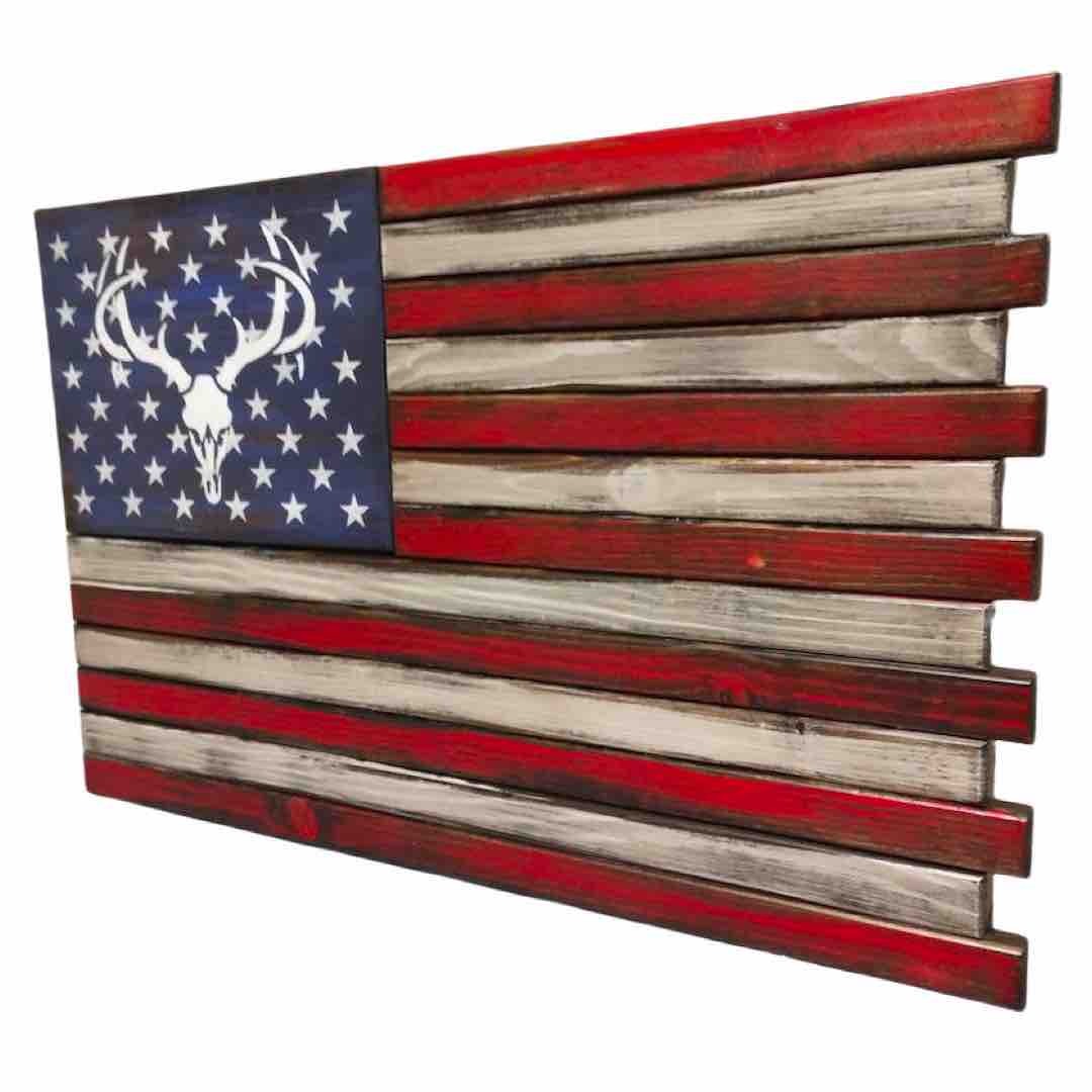 Small American Flag Case in Deer Skull Design