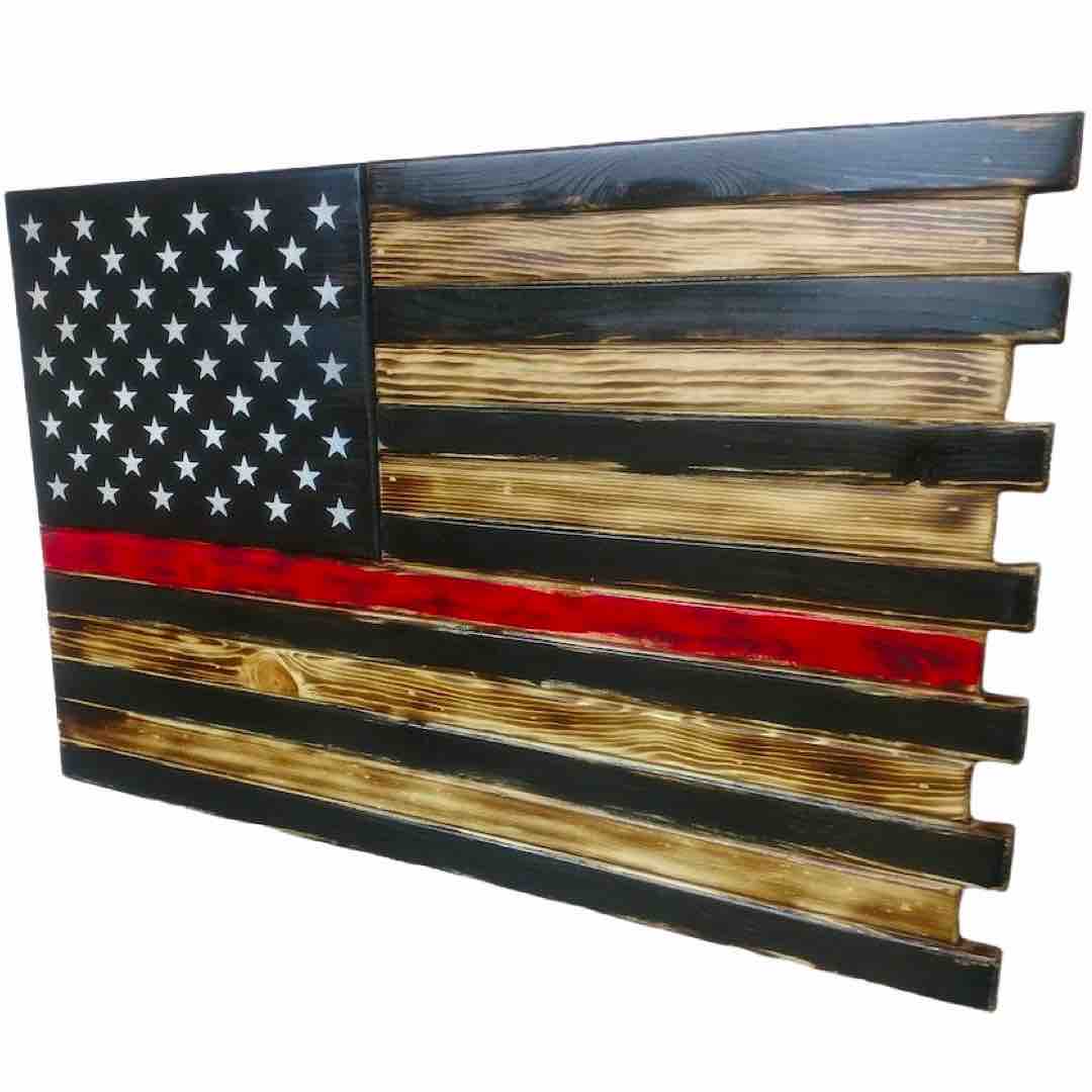 Small American Flag Case in Torched Thin Red Line Design