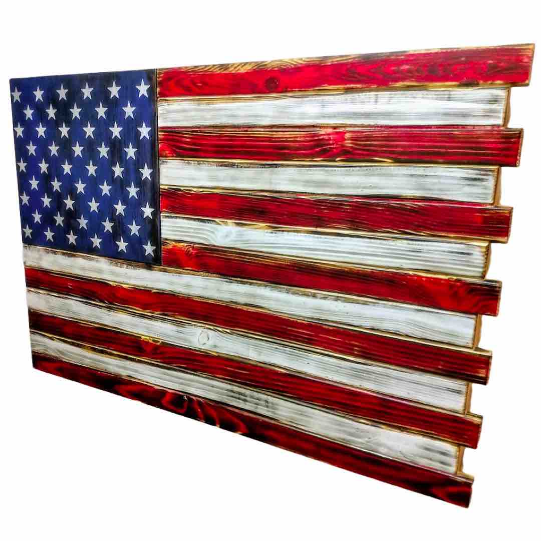 Small American Flag Case in Torched Design