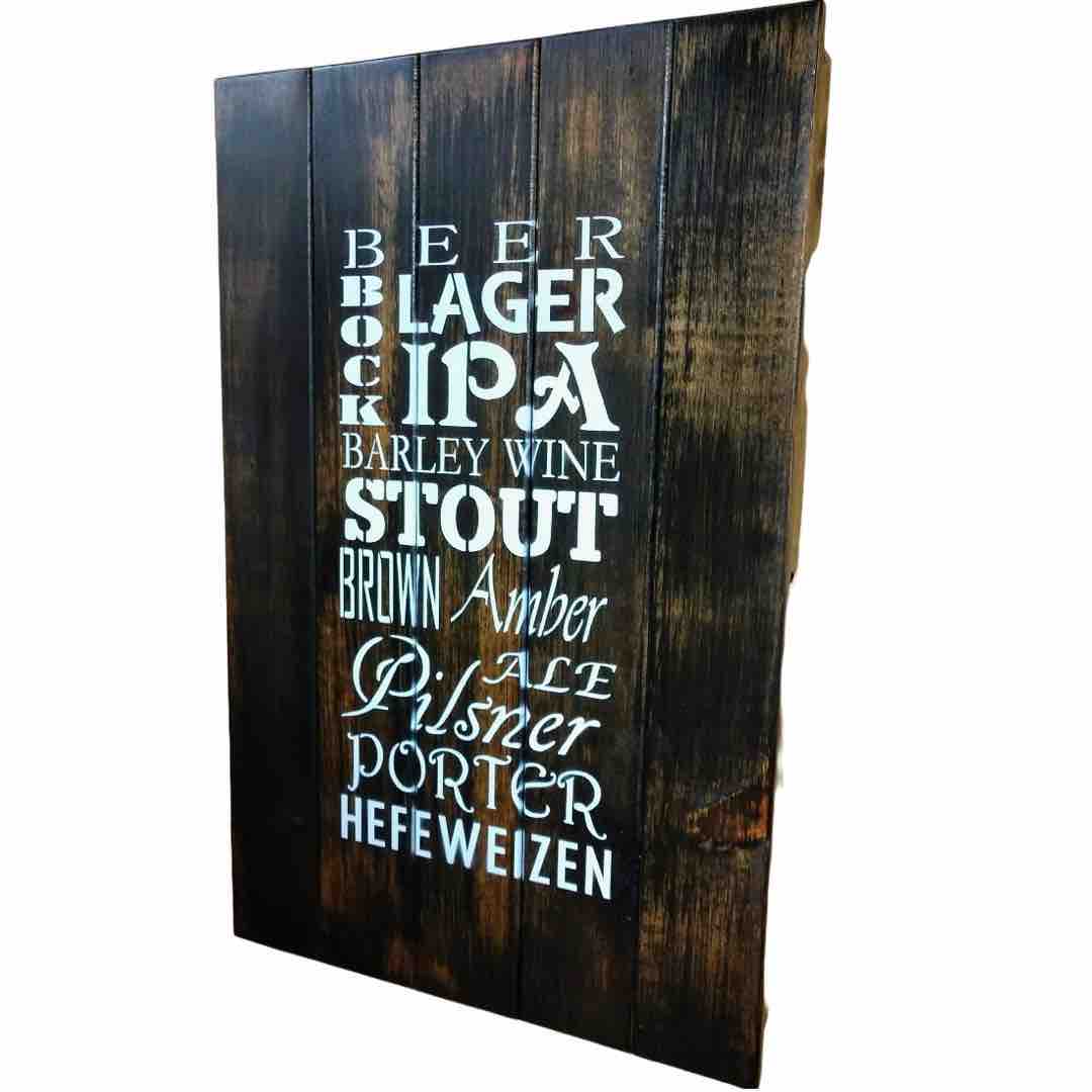Angled view of Craft Beer gun concealment wall art