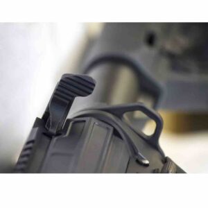Black latch for Odin eXtended Charging Handle installed