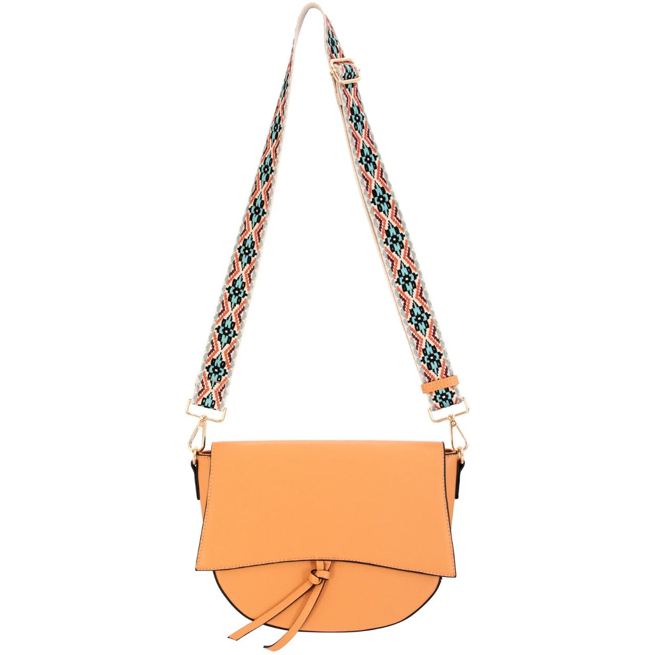 Apricot Colored Concealed Carry Purse with Embroidered Shoulder Strap