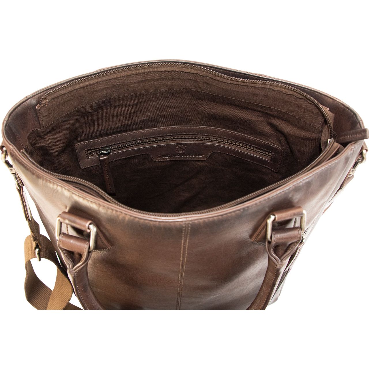 Interior of Dark Brown Flat Tote Concealed Carry Purse