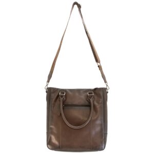 Brown Flat Tote concealed carry purse with adjustable crossbody strap