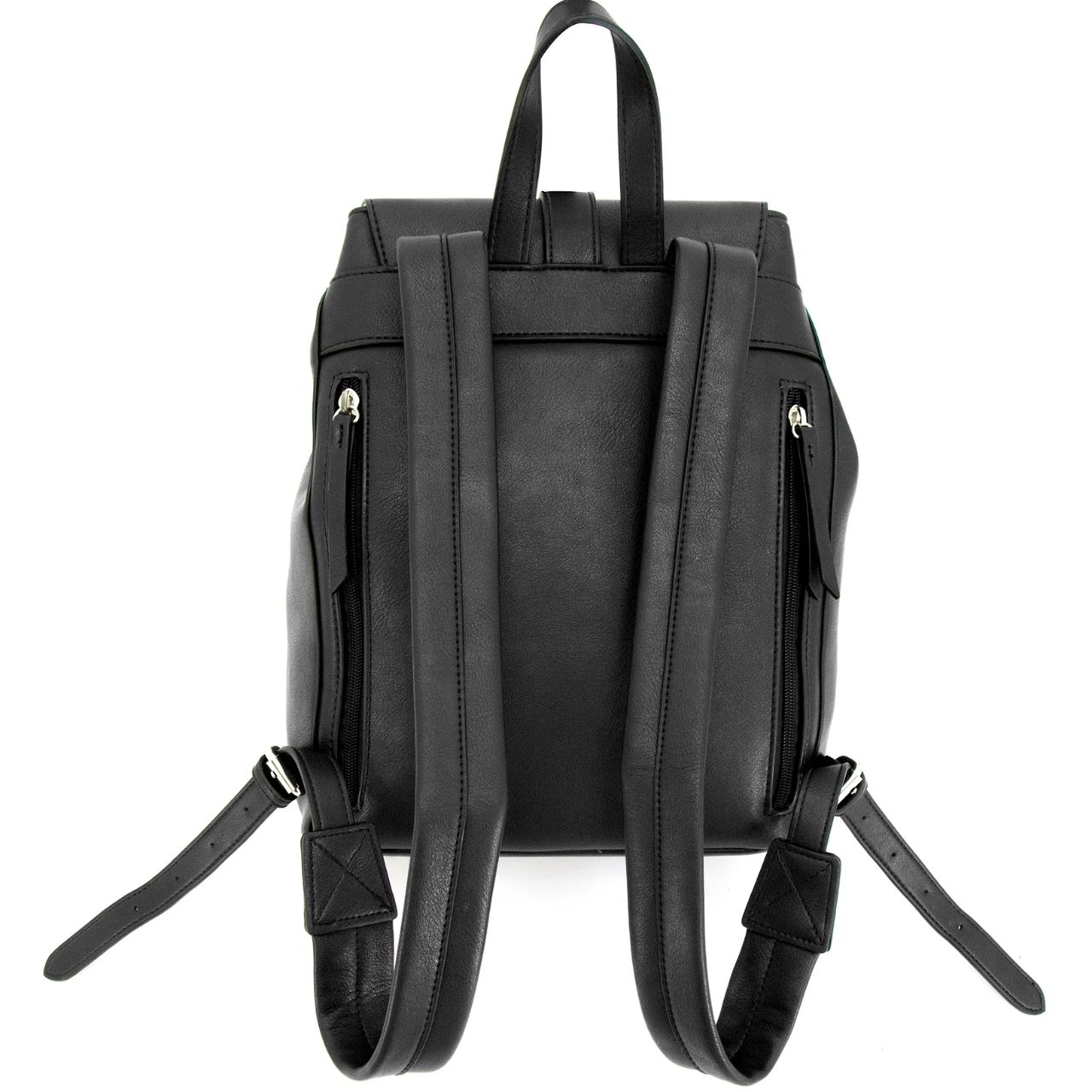 Back of Black colored "Amelia" concealed carry backpack