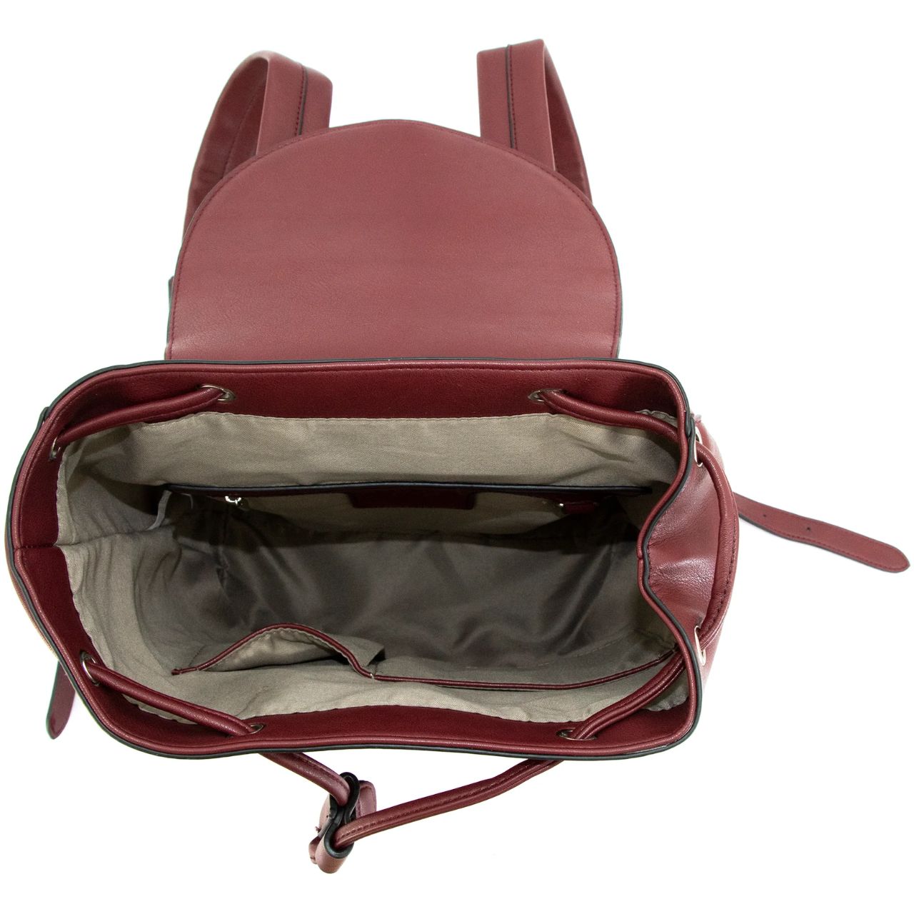 Inside of Maroon colored "Amelia" concealed carry backpack