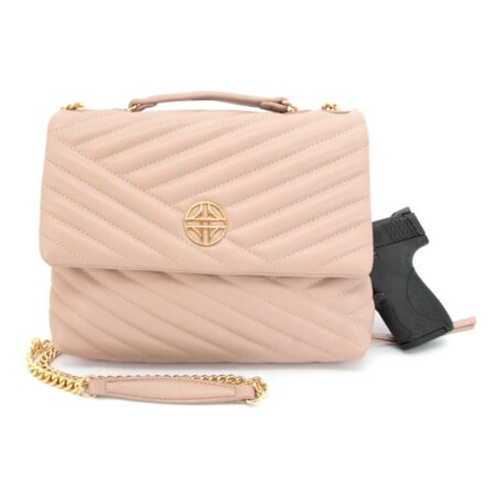 pink concealed carry purse has inner CCW compartment