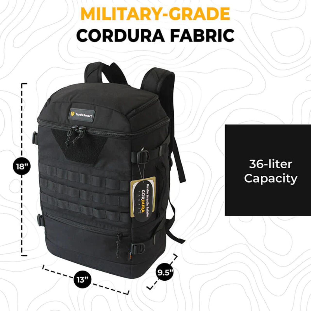 Tactical Backpack is covered in Military grade Cordura fabric
